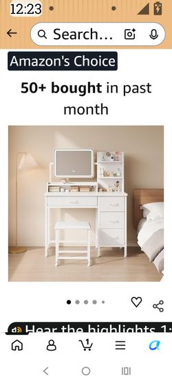White vanity with stool