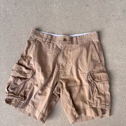 Polo Ralph Lauren Khaki Tan Cotton Cargo Shorts Classic Style Men's Size 36