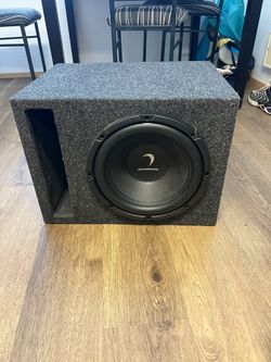 Diamond D124 12” subwoofer with box and phoenix gold rx250.1 amp.