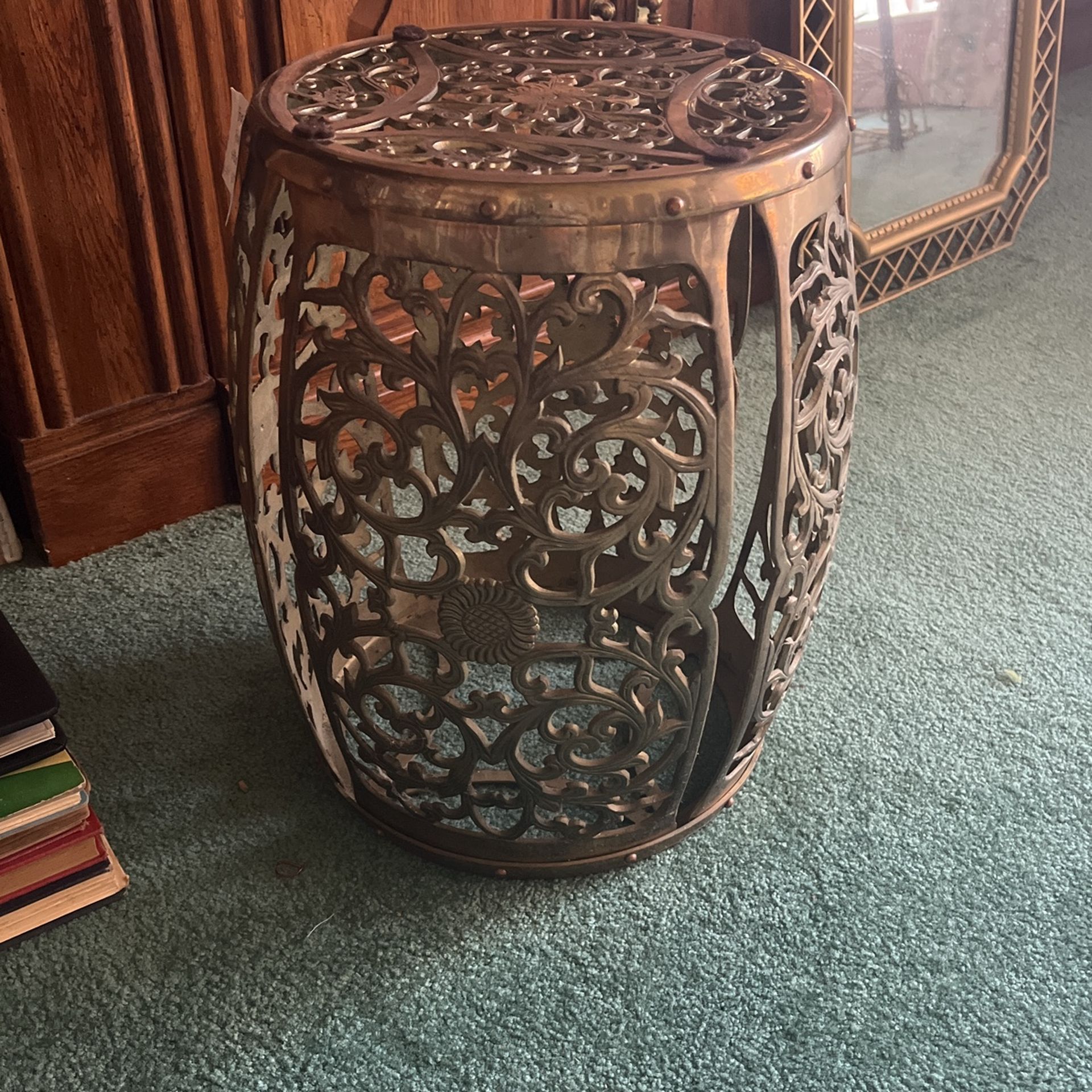 Brass Pierced Fretwork Barrel Stool/table Base