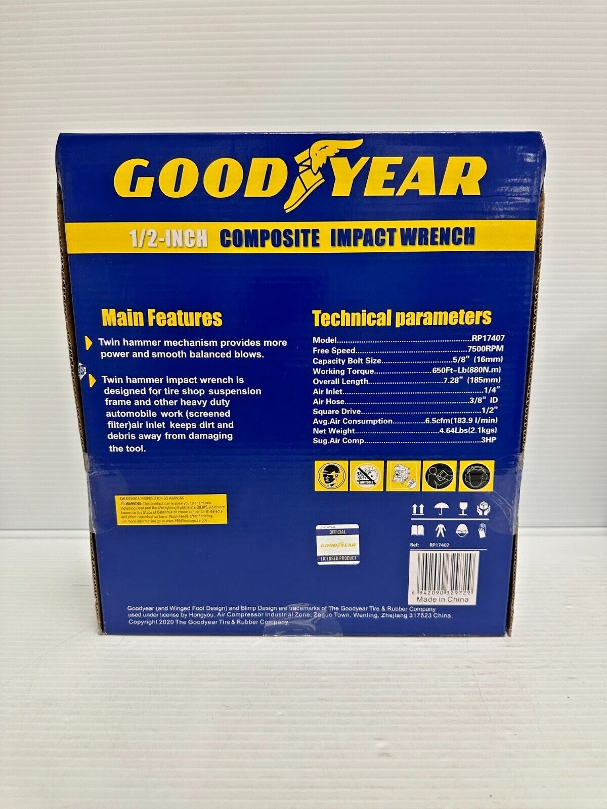 Brand New Goodyear 1/2 Inch Pneumatic Composite Impact Wrench RP17407