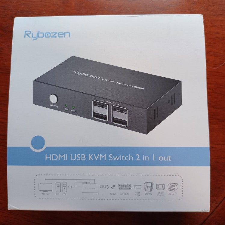 Rybozen KVM Switch HDMI 2 Port Box