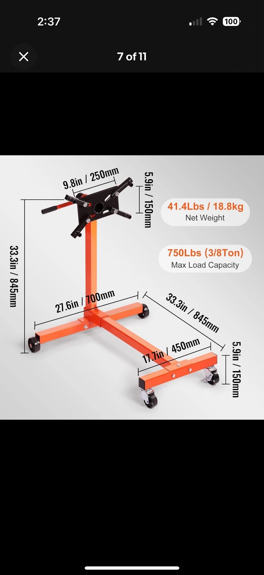 Vevor 750 lbs Capacity Engine Stand New In Box