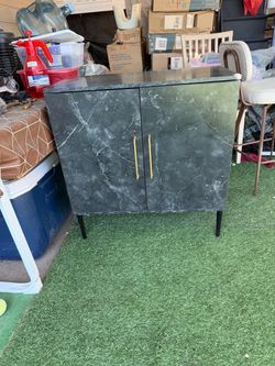 Dark Green Marble Two-Door Cabinet