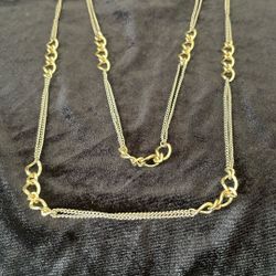 Beautiful Gold And Silver Tone 18” Long Chain Necklace 