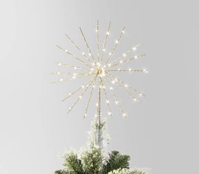 12" Pre-lit Dewdrop Glittered Starburst Christmas Tree Topper with Clip