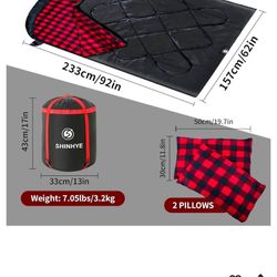 ShinHye Double Sleeping Bag - XXL Queen Size, Black & Red