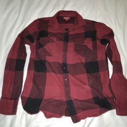 Arizona Red Plaid Lumberjack Shirt Top Women Junior Small A036