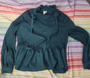 Treasure & Bond Ruffled Turquoise Top - S