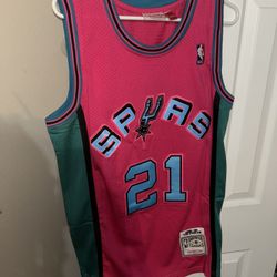 Tim Duncan San Antonio Spurs pink NBA jersey size small