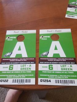 Redskins Eagles Parking Pass