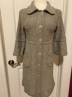 BCBG MaxZaria beige Wool Blend Sweater coat