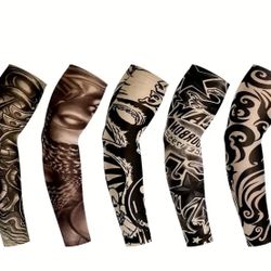 5pcs Cool Body Arts Fake Temporary Tattoo Arm Sleeves for Men and Women - Protection for Outdoor Activities and Parties