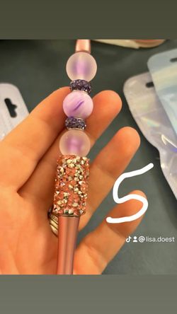 Beaded Rhinestone Pen Pink Purple
