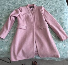 Zara soft Pink Structured tailored medium length Trench Coat Size L