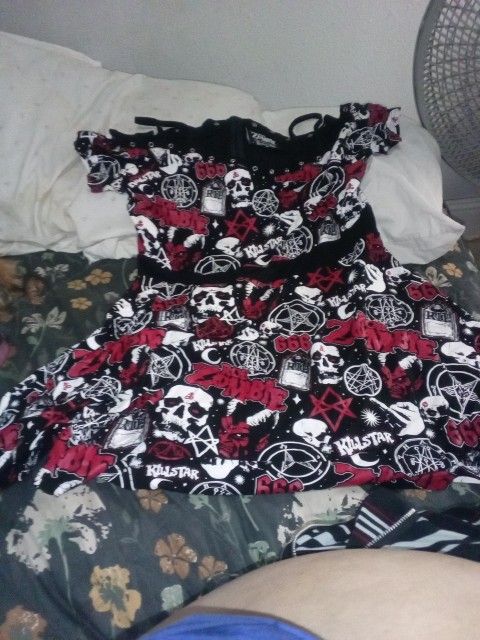 RARE Dead Stock Killstar Rob Zombie Spookshow Bardot Dress Black, Red & White X LG 