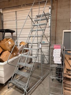 ULINE 11-Step Rolling Safety Ladder - Like New - $650