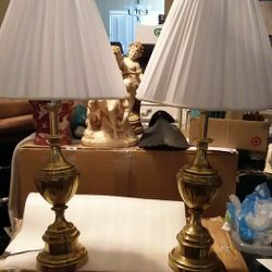 Vintage Neoclassical Style Solid Brass Table Lamps by Stiffel, 2