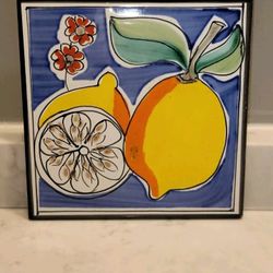 Vintage Made in Italy Porcelain 6” Tiles Lemons