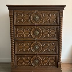 Vintage 1950s vintage 4-drawer Vertical  Roman style Dresser 
