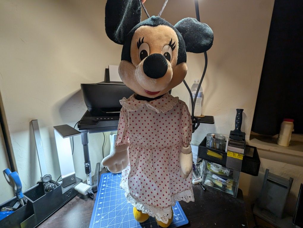 Vintage 80s Minnie Mouse PJ Hanging Bag Disneyland World Parks MISSING BOW