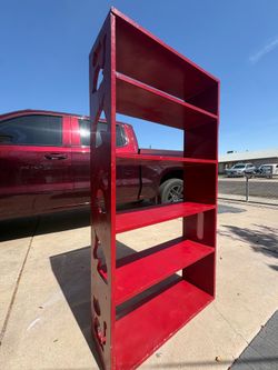 Red Painted Wooden Bookshelf