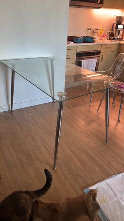 Glass Top Dining Table with Chrome Legs
