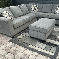 Sectional Couch Dark Grey with Pillows and Rug… Delivery Extra