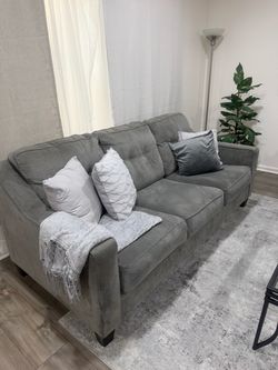 Gray Fabric 3-Seat Sofa