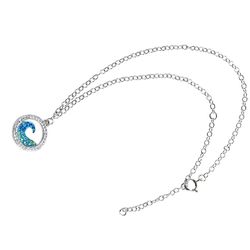 New Ocean Sterling Silver Wave Anklet with Blue crystals