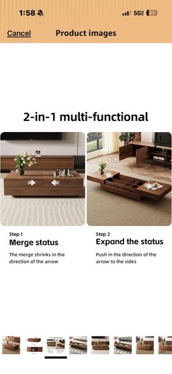 Expandable Coffee Table with Storage