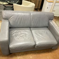 Gray  Leather Love Seat