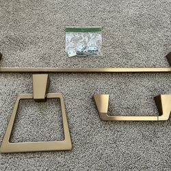 Amerock Towel Bar, Towel Ring, Toilet Paper Holder Brushed Gold