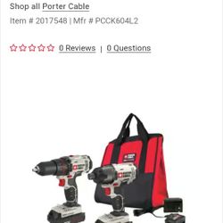 PORTER-CABLE 2-Tool Brushless Power Tool Combo Kit (Normally $170) Extra Tools In Last  Pic
