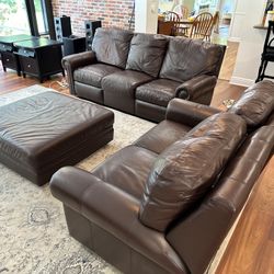 Large Reclining Sofa Set + Storage Ottoman 