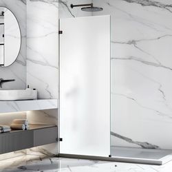 32" x 76" Frameless Frosted Glass Shower Panel Matte Black
