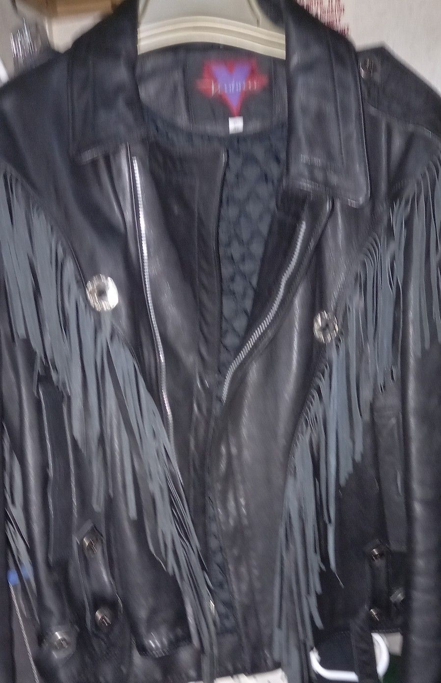 Verducci Black Leather Motorcycle Jacket Size 42