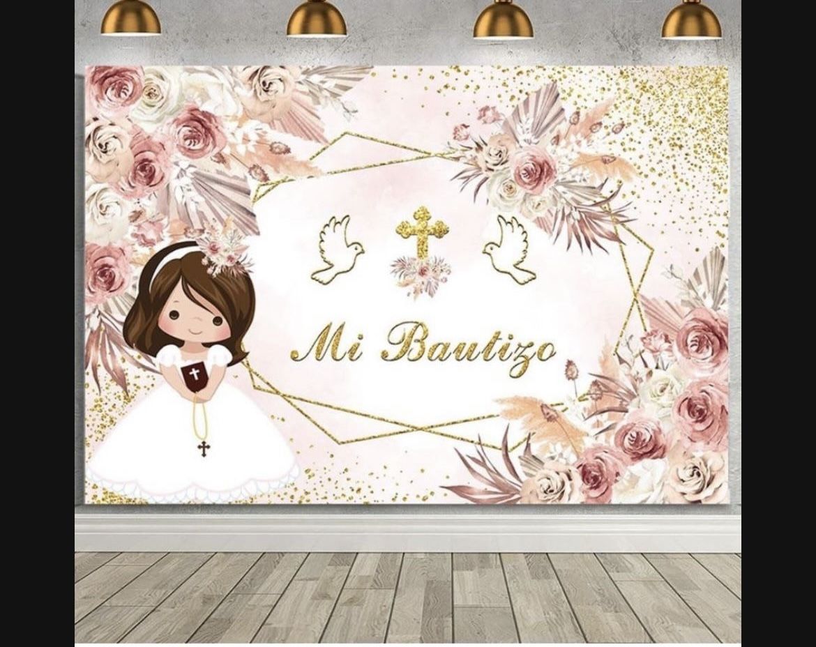 Beautiful Mi Bautizo Backdrop