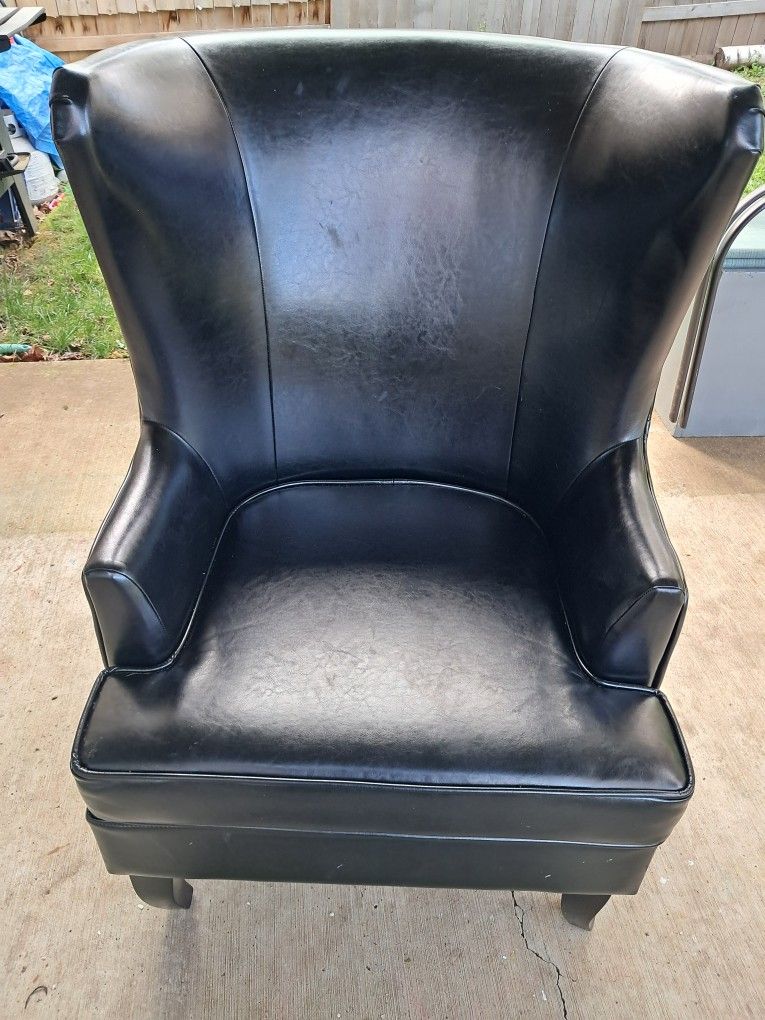 Black Leather Wingback Chair