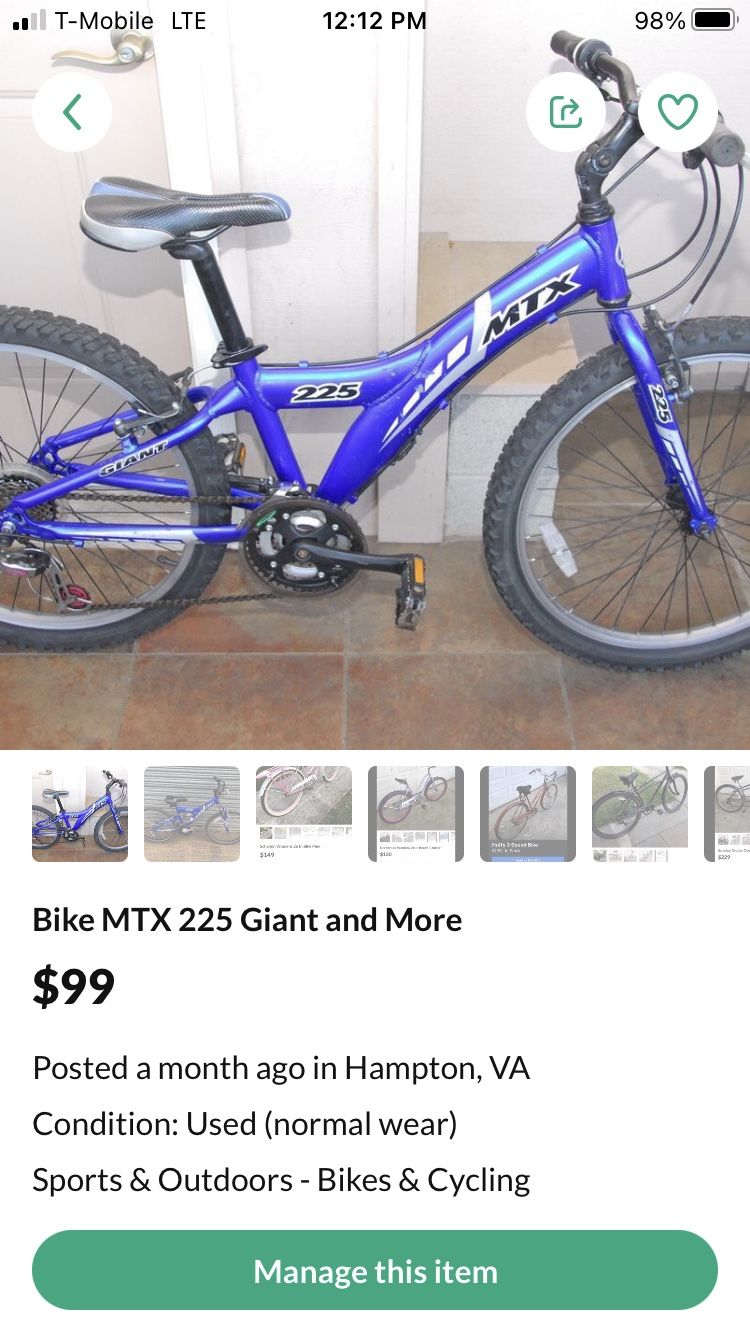 Giant mtx 225 bike price sale
