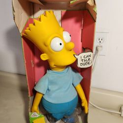 Vintage 1990 Bart Simpson 18" Talking Doll in Box Voice Works But Distorted