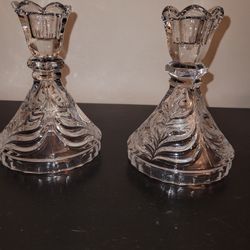 Vintage Pair of Anna Hutte Bleikristall Candle holder 24% lead crystal GERMANY