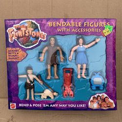 The Flintstones Movie Barney Rubble Family Bendable Figures Mattel