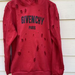 Givenchy destroyed hotsell hoodie red