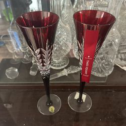 Waterford Times Square 2017 Ruby Red Toasting Flutes *NEW*