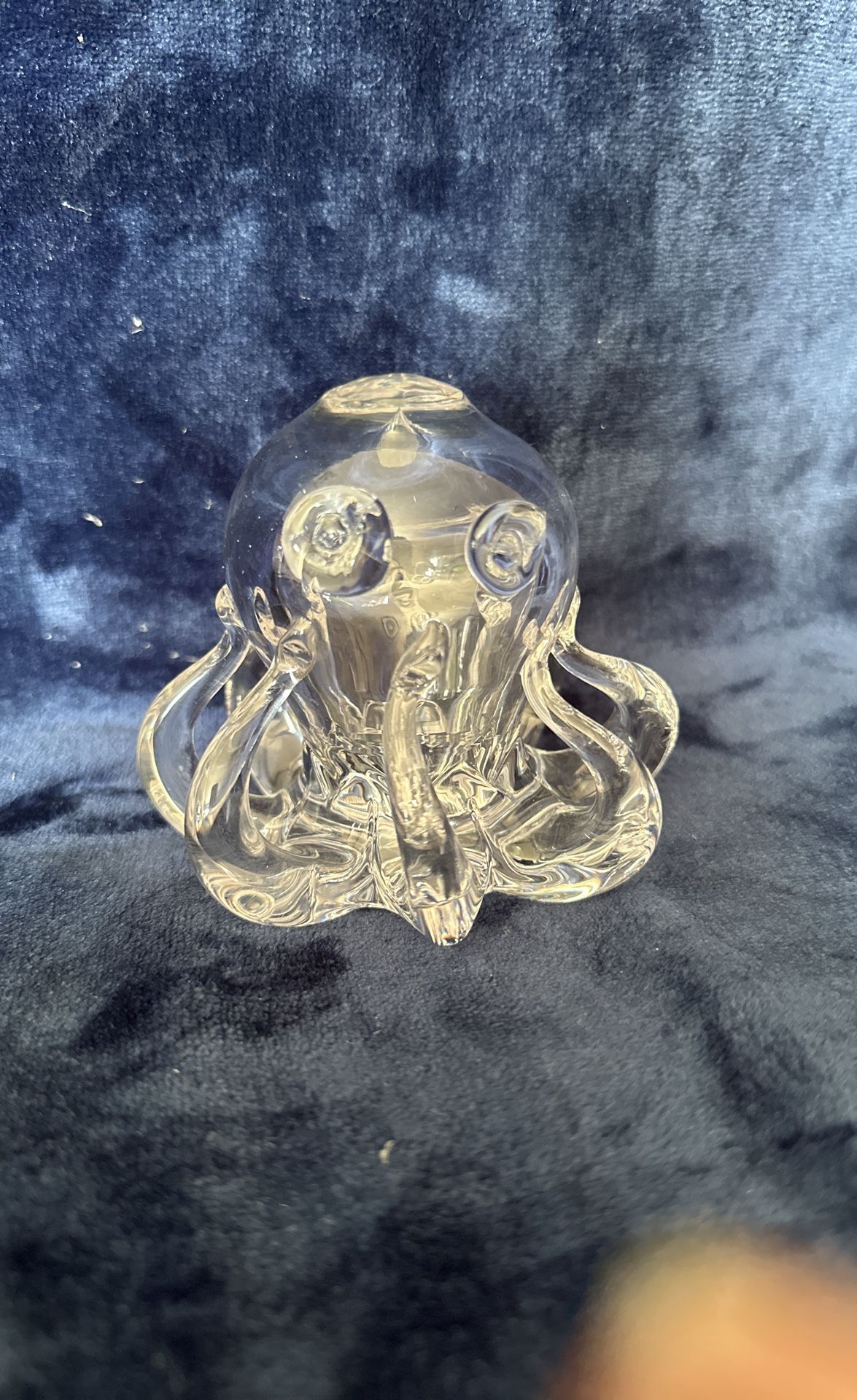 Studio Art Clear Glass Octopus Paperweight 4" Tall