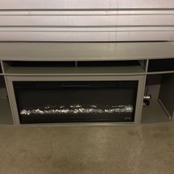Modern Style LED Fireplace In Grey 
