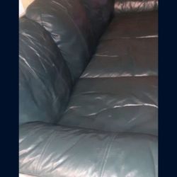 Couch Green Leather. $150
