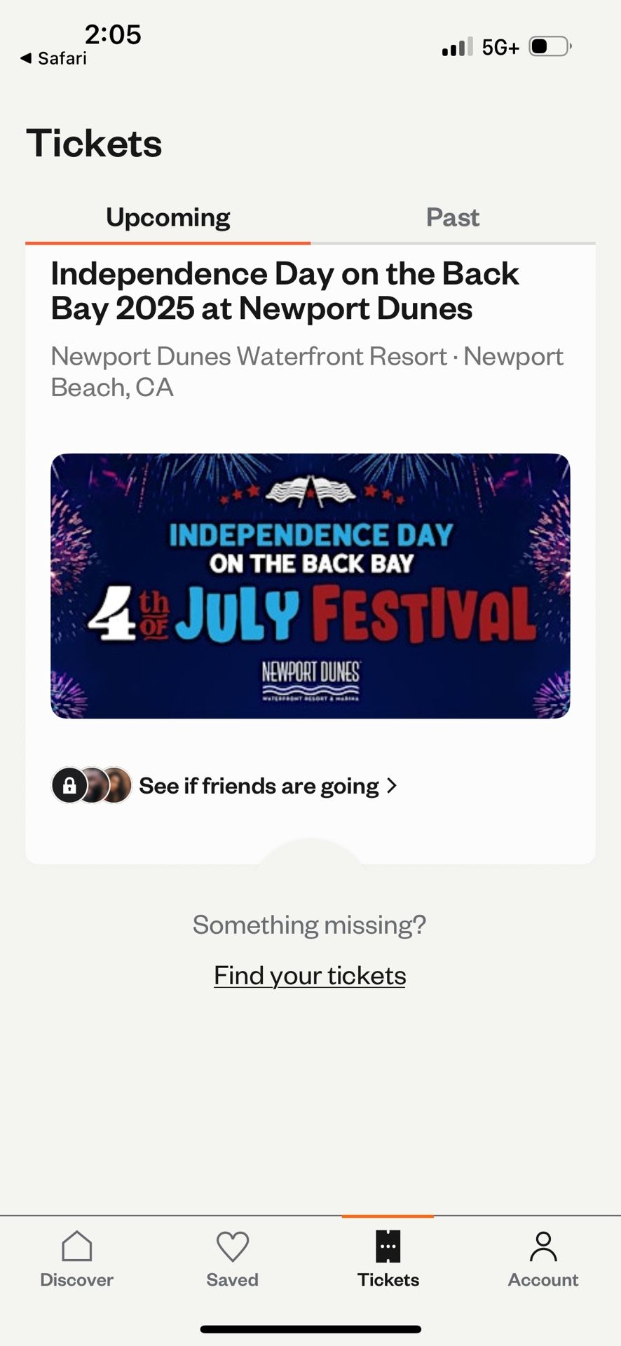 4th Of July Back bay Ticket