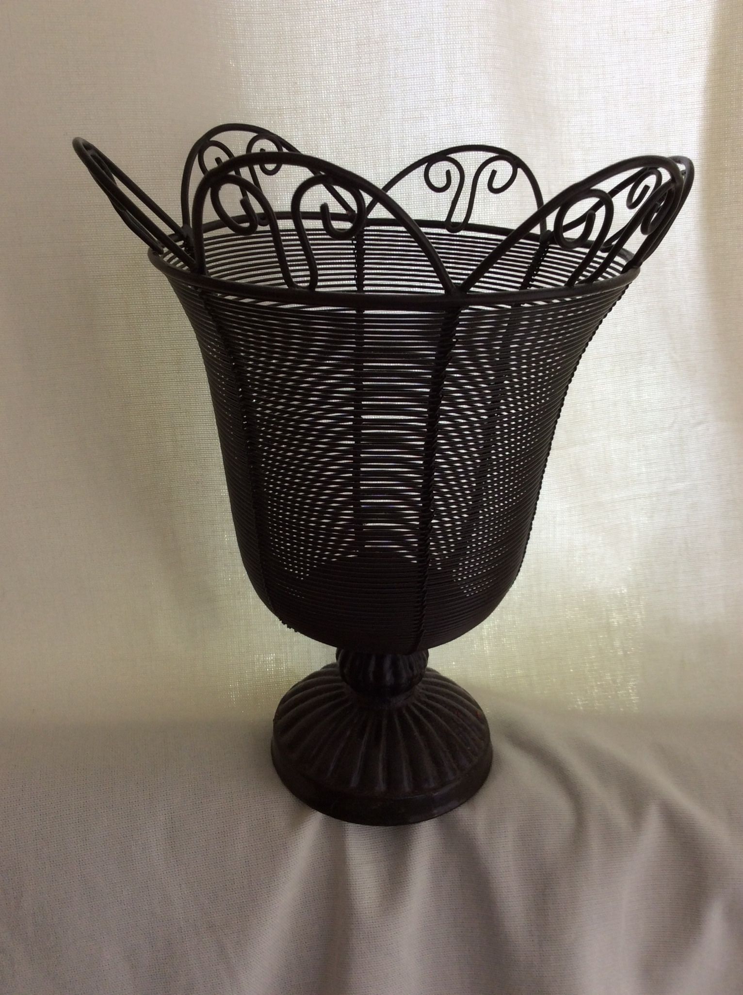 Metal Vase Can Hold A Large Candle Or Artificial Flowers Etc.